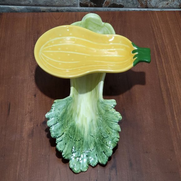 Ceramic Celery Squash Pumpkin Serving Dish Tray Set of 2 - Picture 7 of 13